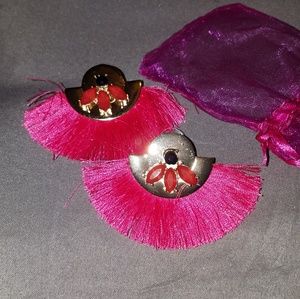 Gold and Pink Colored Earrings Pierced